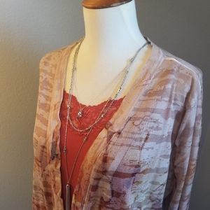 Coldwater Creek Rust/Tan/Brown Knit Button Shirt